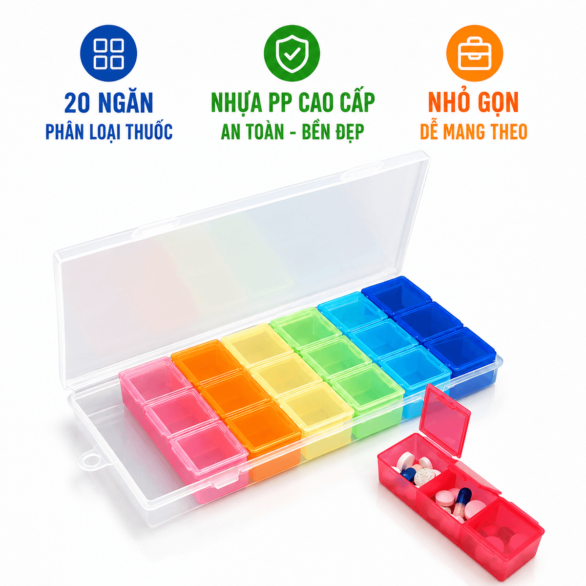 Hộp Đựng Thuốc 7 Ngày Yamada Chia Ngăn Nhật Bản