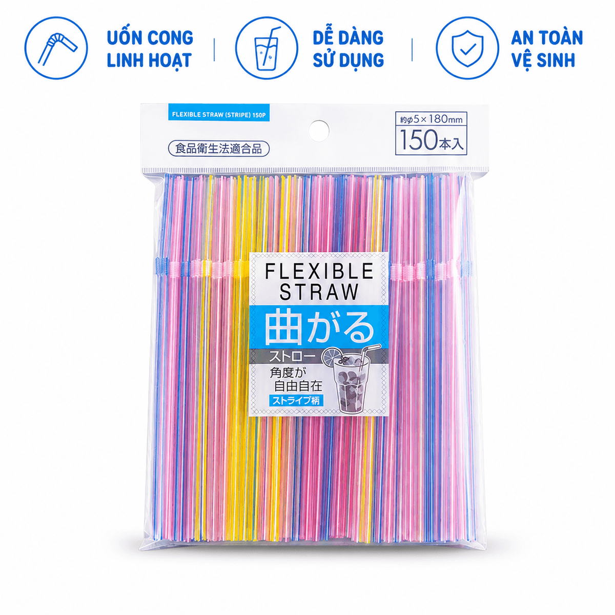 Set 150 chiếc ống hút Flexible Straw Nhật Bản Seiwa Pro