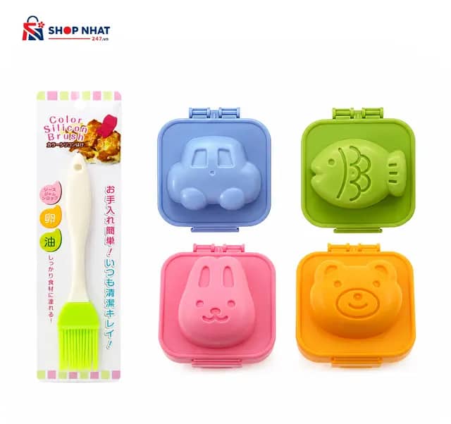 COMBO Dụng Cụ Nhà Bếp – Khuôn Tạo Hình Cơm, Trứng Kokubo Cọ Silicone Phết Dầu Echo Nhật Bản
