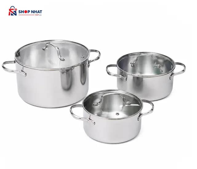 Nồi Inox Thân Đáy Liền Try-Ply Kaiyo Vung Kính Classic Pro