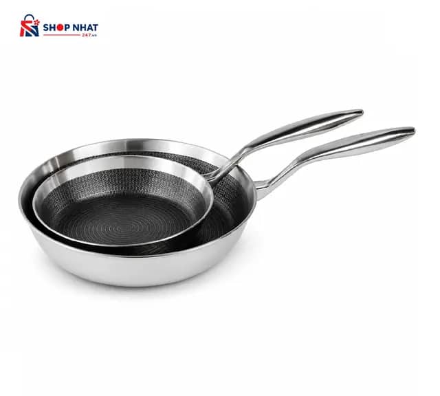 Chảo Inox Chống Dính Hoa Văn Nổi Thân Đáy Liền 3 Lớp Kaiyo