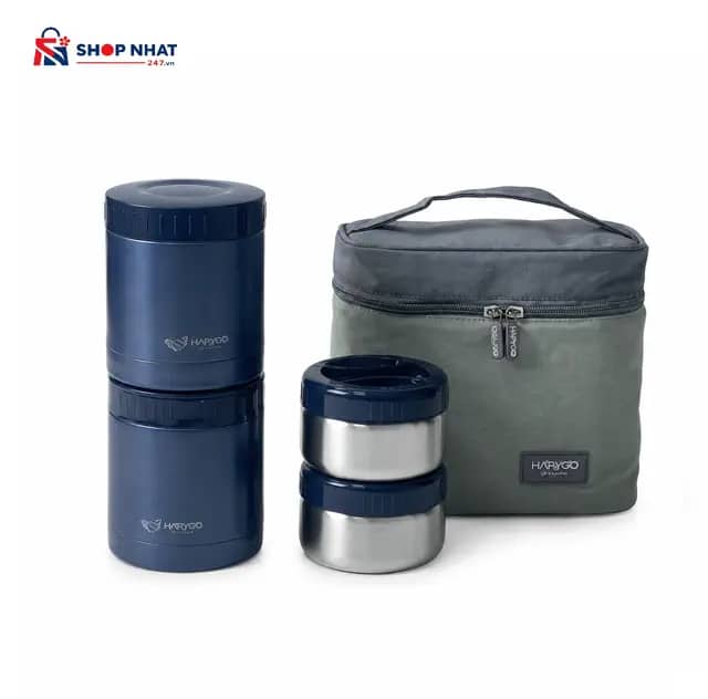 Bộ Hộp Cơm Giữ Nhiệt Kaiyo 4 Hộp 1200ml Màu Ghi